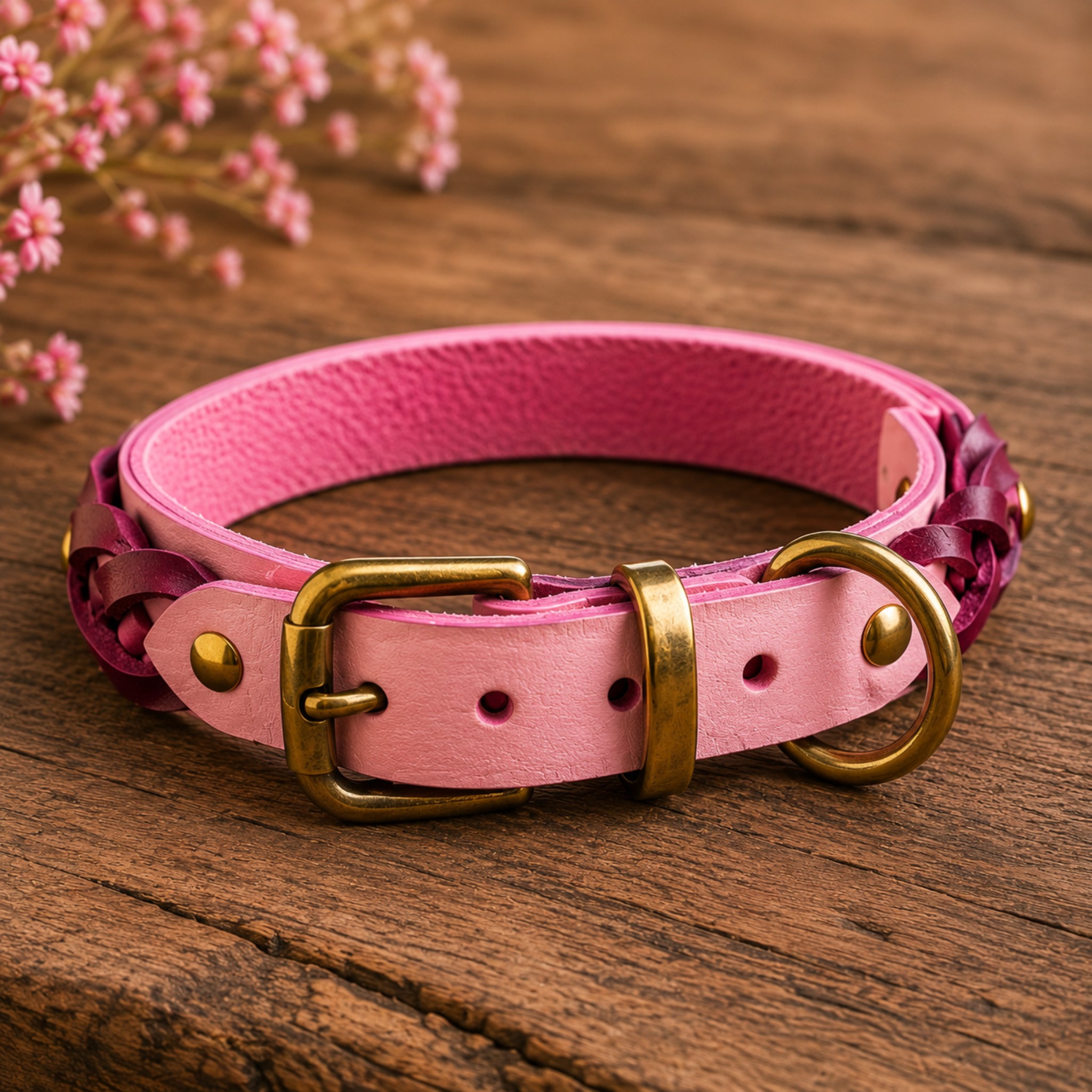 Set Collare e Guinzaglio in Pelle Toscana per Cani